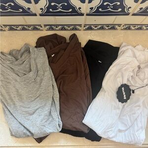 Bundle of Four Maternity Tops in Gray, Brown, Black, and White